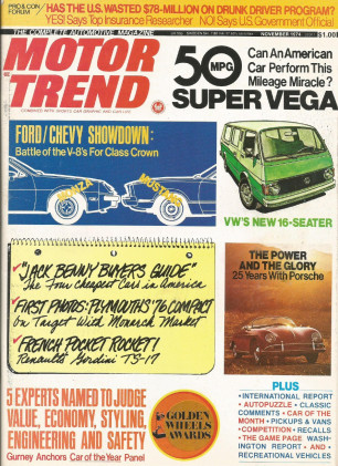 MOTOR TREND 1974 NOV - PORSCHE HISTORY, BRICKLIN